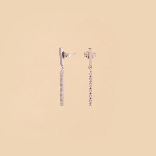 White gold pendant earrings with cubic zirconia