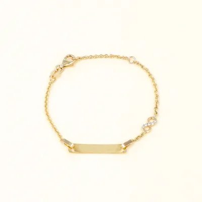 Yellow gold bracelet with infinity sign and zirconia