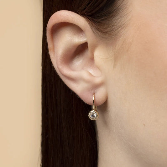 Yellow gold monachella earrings with zirconia