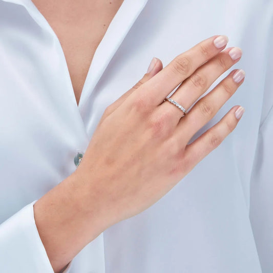 White gold ring with zirconia