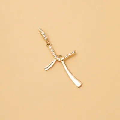 Yellow cross with cubic zirconia