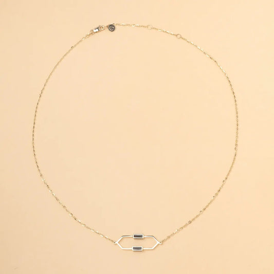 Yellow gold "Mellifera" necklace with black enamel