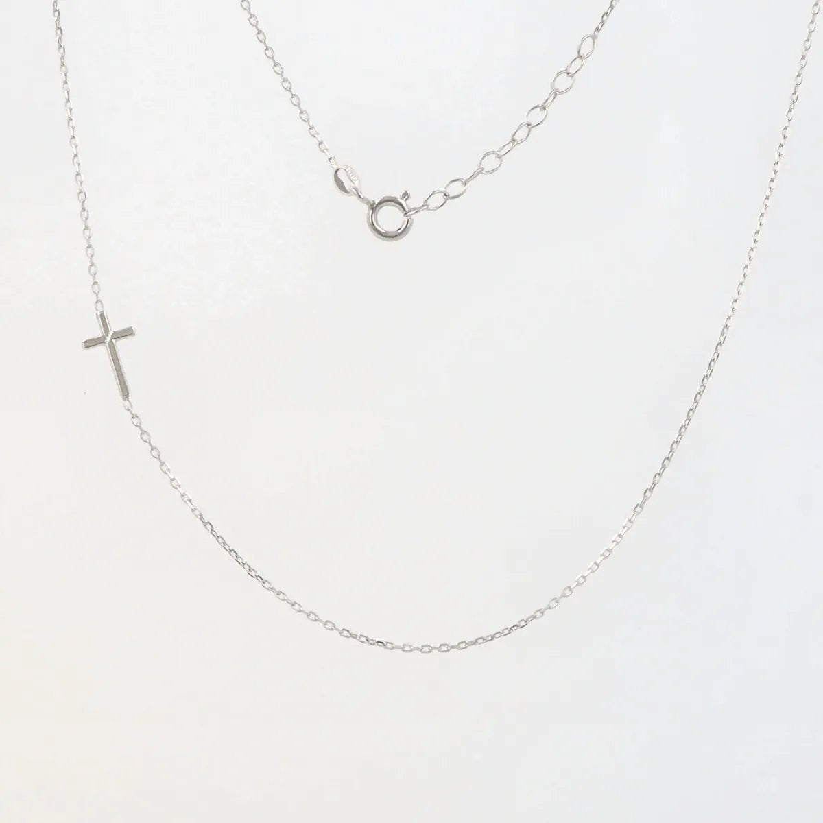 Lightweight white gold rosary necklace