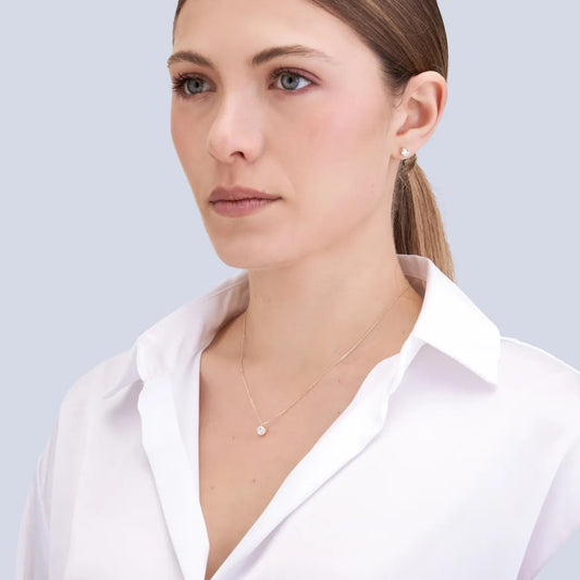 Yellow gold set (necklace + earrings) with cubic zirconia