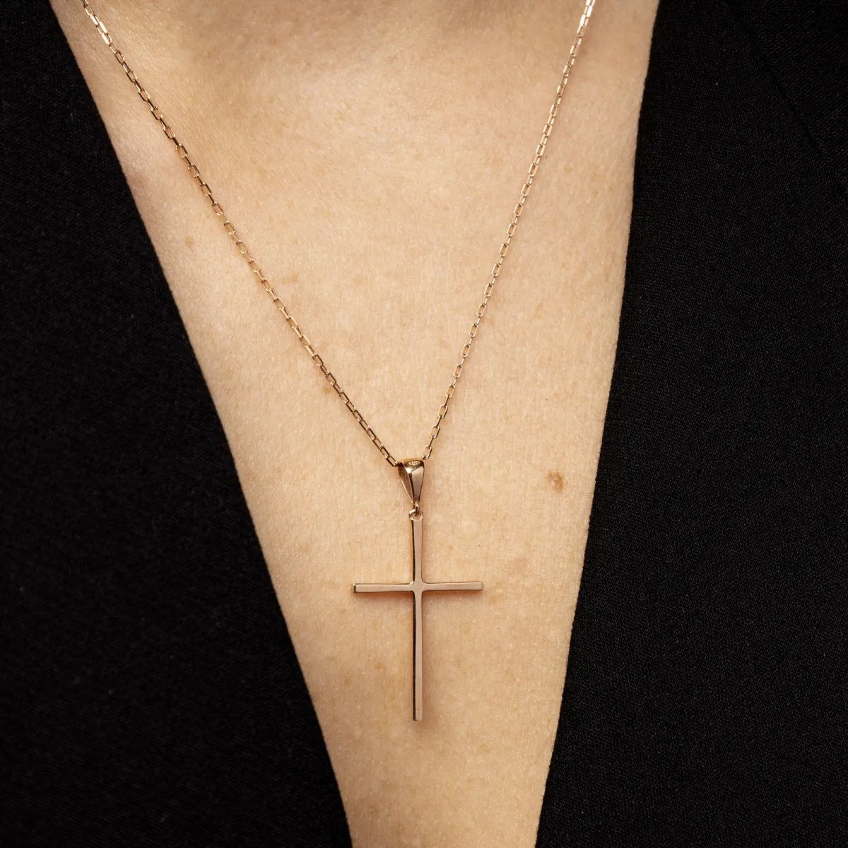 Red gold classic cross pendant
