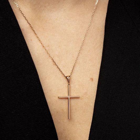 Red gold classic cross pendant