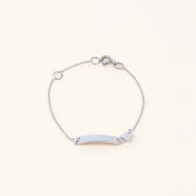 White gold baby bracelet with butterfly and plate