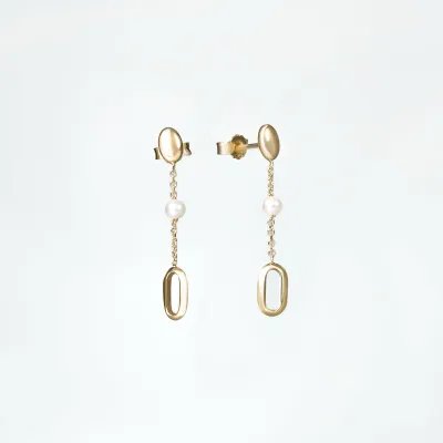 Yellow gold earrings with pearls