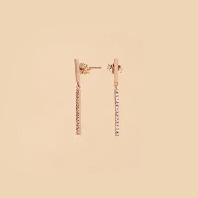 Rose gold pendant earrings with cubic zirconia