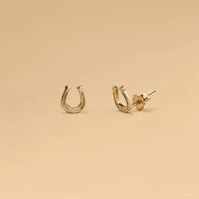 Yellow gold horseshoe-shaped earrings