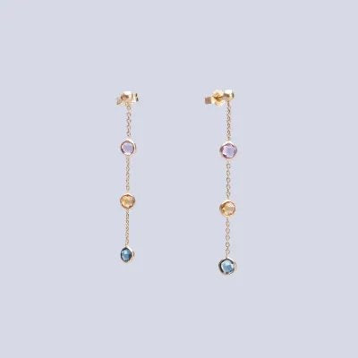 Yellow gold earrings with natural stones