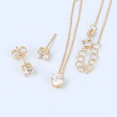 Yellow gold set (necklace + earrings) with cubic zirconia