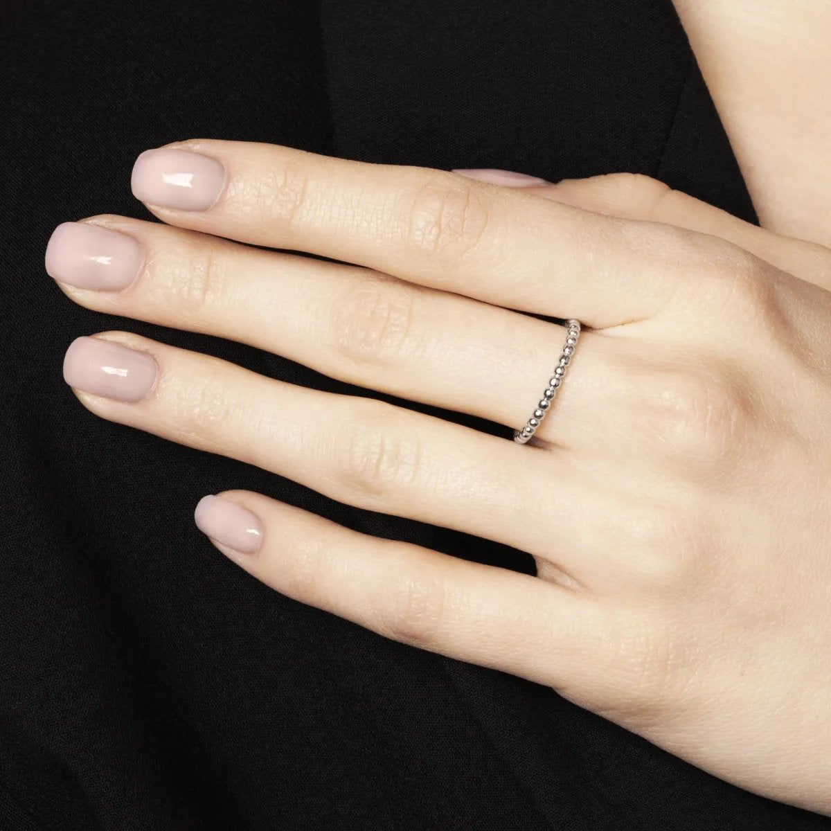 White gold ring with balls