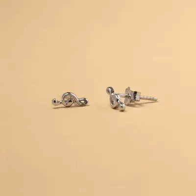 White gold musical note earrings