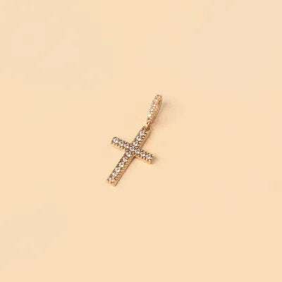 Rose gold small cross with cubic zirconia