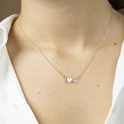 Yellow gold lightweight necklace "Love"