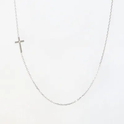 Lightweight white gold rosary necklace