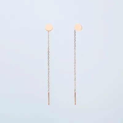 Yellow Gold Chain Hoop Earrings with circles