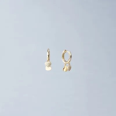 Yellow gold and zirconia heart earrings