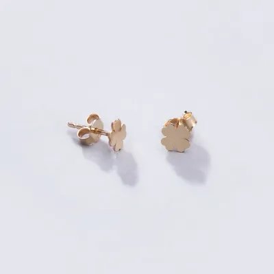 Lightweight "four-leaf clover" earrings in yellow gold