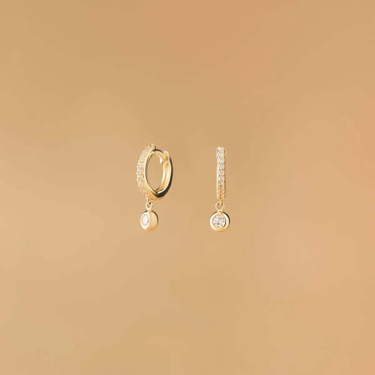 Yellow gold earrings with cubic zirconia