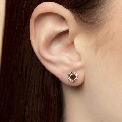 Rose gold round earrings