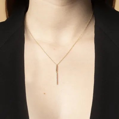 Yellow gold necklace with cubic zirconia