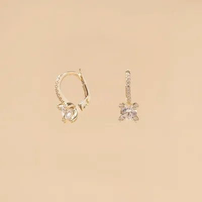 Yellow gold monachella earrings with cubic zirconia