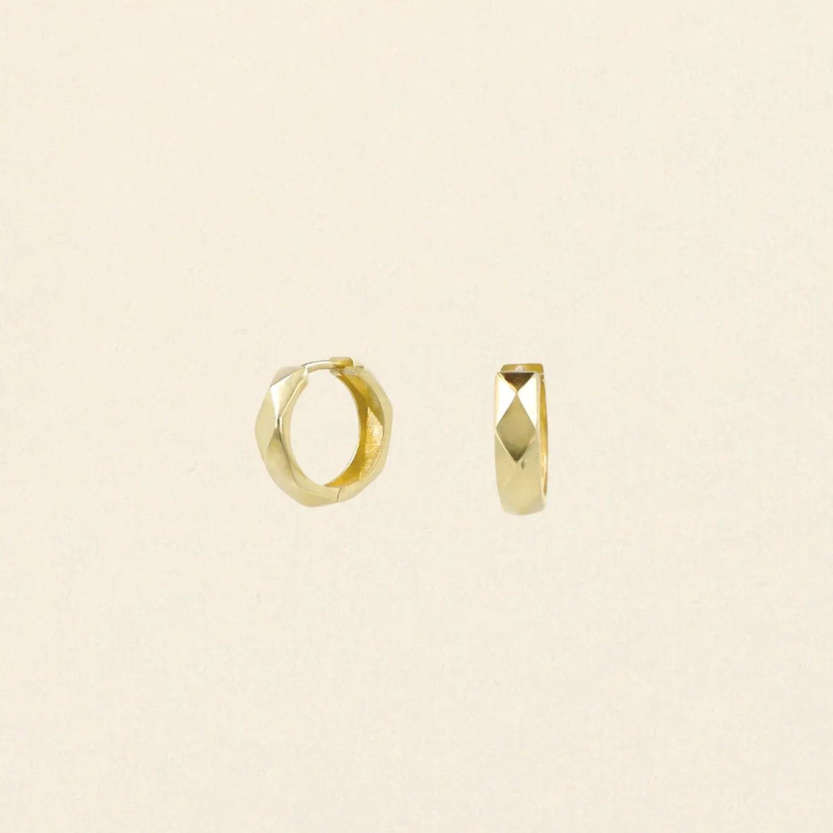 Faceted yellow gold hoop earrings