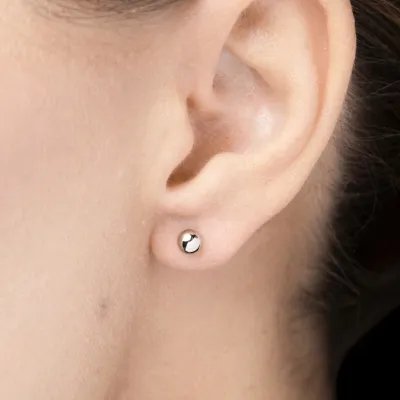 White gold half ball earrings without stones