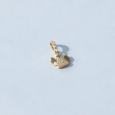 Yellow gold pendant in the shape of an angel with zirconia