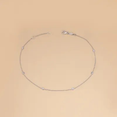 White gold anklet with cubic zirconia