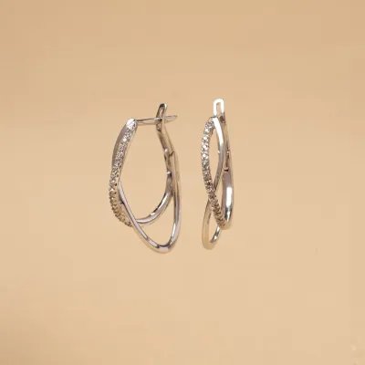 White gold earrings with cubic zirconia