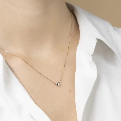 Yellow and white gold heart-shaped necklace