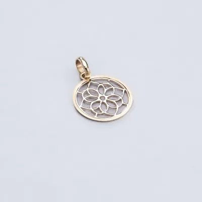 Lightweight yellow gold pendant with geometric motif