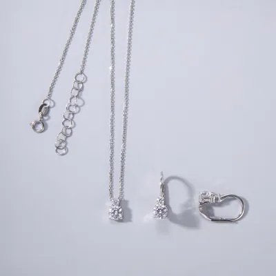 White gold set (necklace + earrings) with cubic zirconia