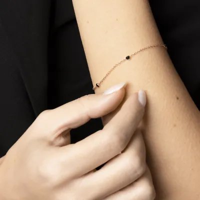 Rose gold bracelet with black cubic zirconia