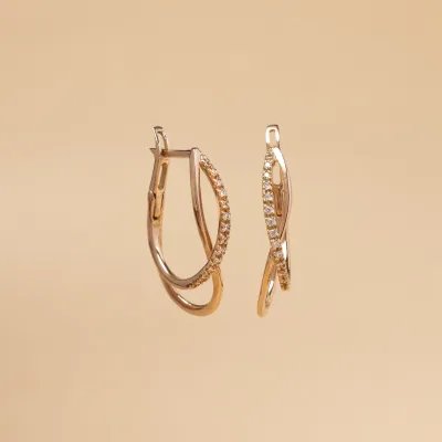 Red gold earrings with cubic zirconia