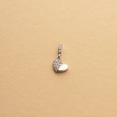 White gold heart-shaped pendant with cubic zirconia