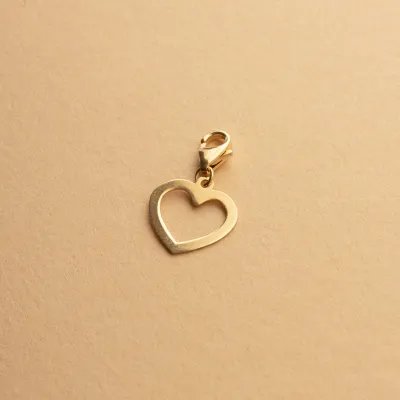 Yellow gold heart-shaped charm pendant
