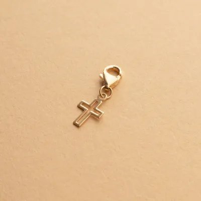 Yellow gold cross-shaped charm pendant