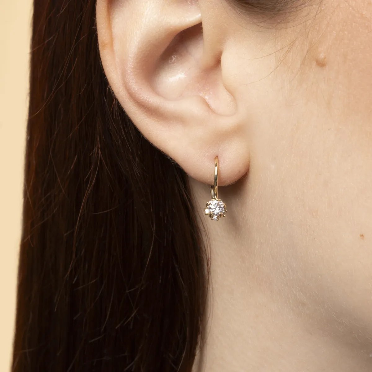 Yellow gold earrings with cubic zirconia