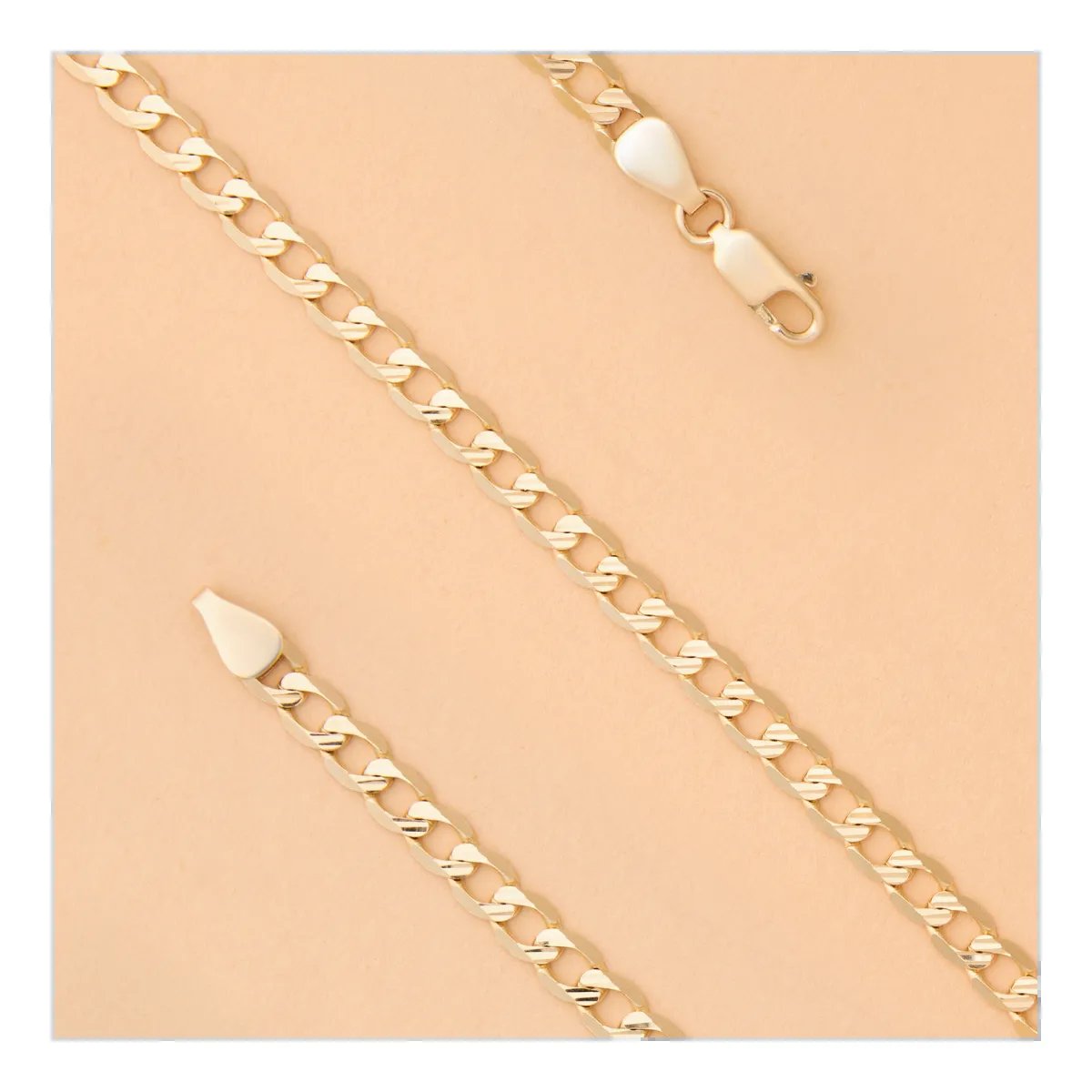 Panzer/Flat Curb - Engraved/Diamond-cut Gold Chain