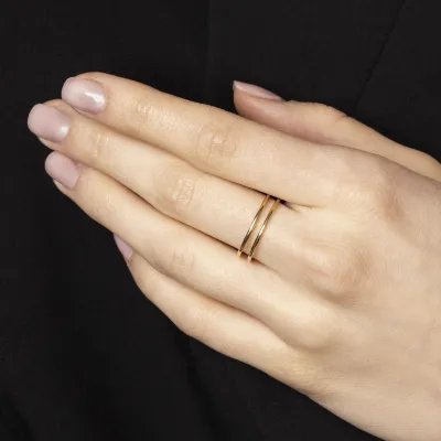 Double ring in yellow gold