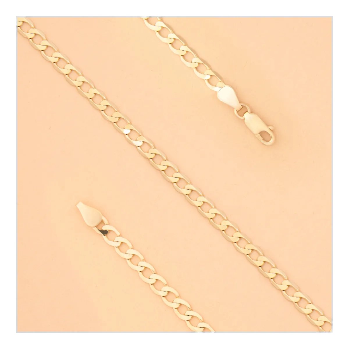 Panzer /  Flat Curb - Polished Gold Chain