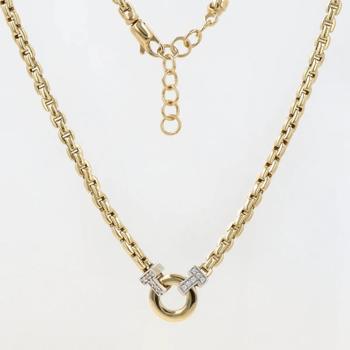 Yellow and white gold necklace with zirconia