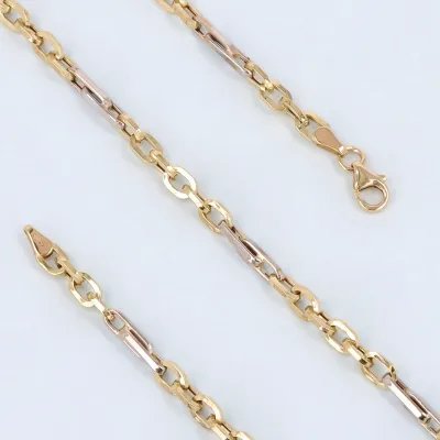Hollow white and yellow gold chain