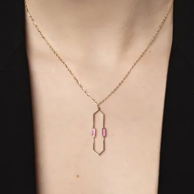 Yellow gold "Mellifera" necklace with enamel