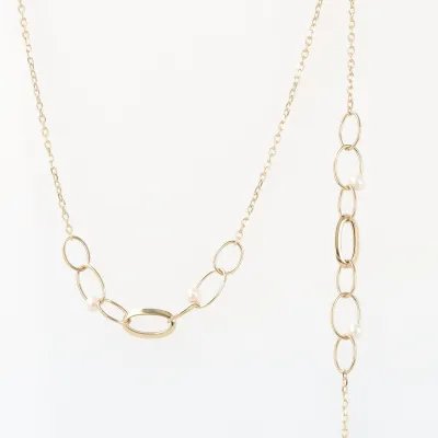 Lightweight set (bracelet and necklace) in yellow gold with pearls
