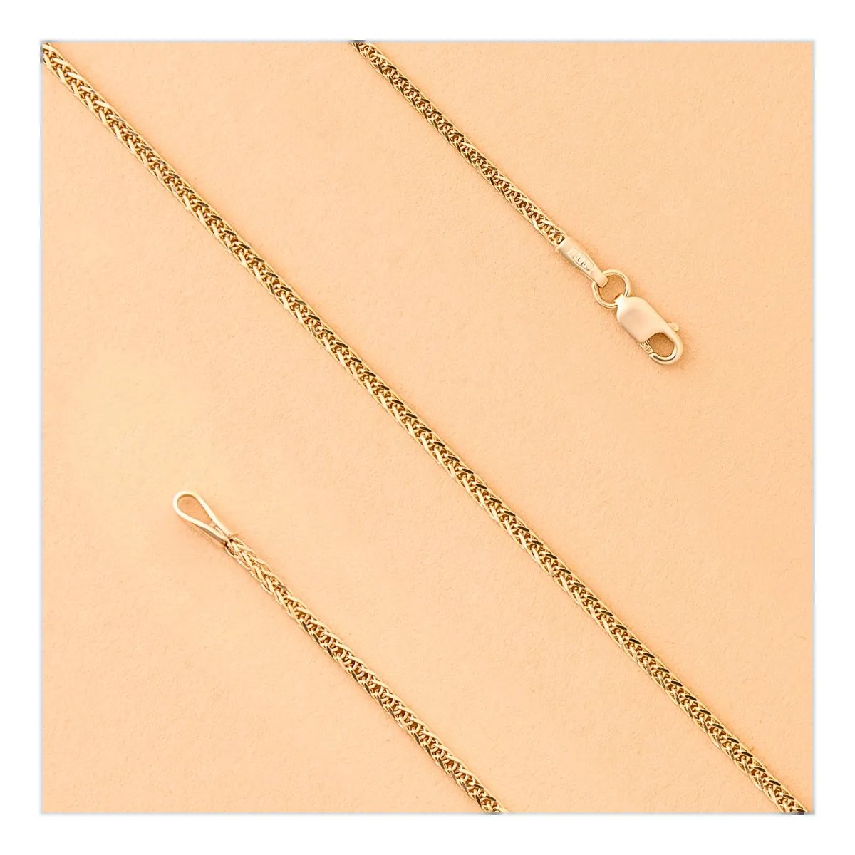 Spiga/Wheat Square/Foxtail Diamond-cut Gold Chain